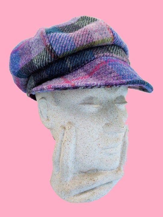 Genuine Harris Tweed® Cap ZH051 Women's Baker Boy Cap LILAC PASTELS - OSFM