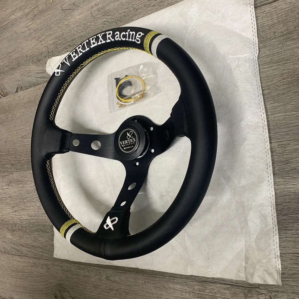 330mm Vertex Leather Deep Dish Modified Steering Wheel Sports Steering Wheel New