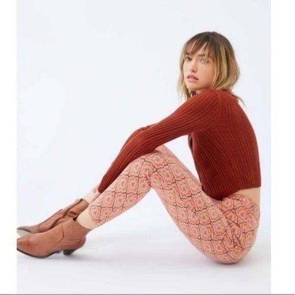 Urban Outfitters Orange Susie Jacquard High Waist Zip Front Skinny Pants 0US