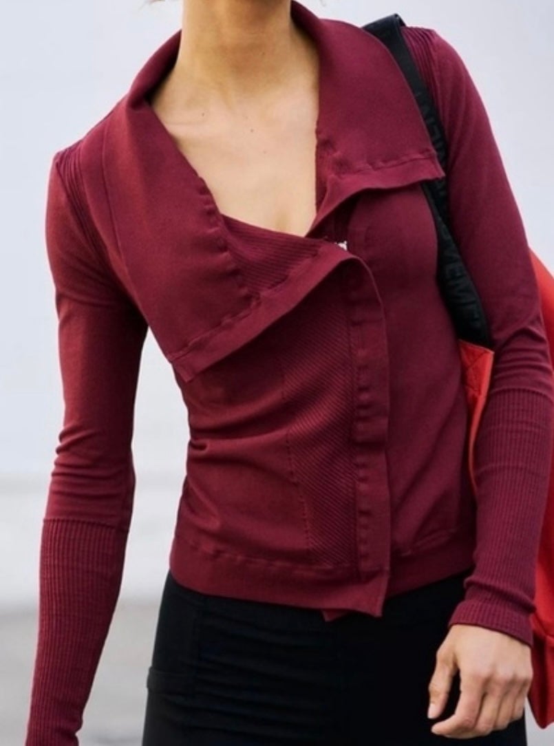 Free People Movement Mercury Moto Jacket Burgundy
