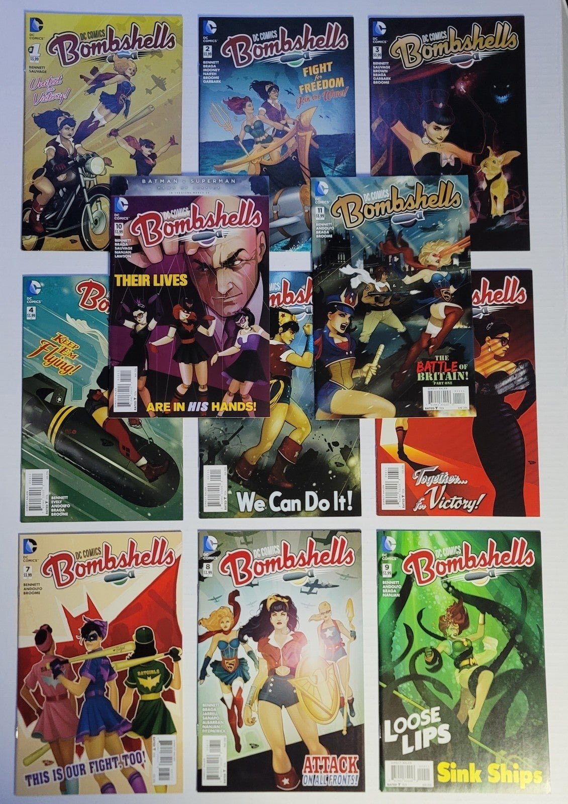 Lot DC Comics Bombshells 2015-2016 Issues #1-11