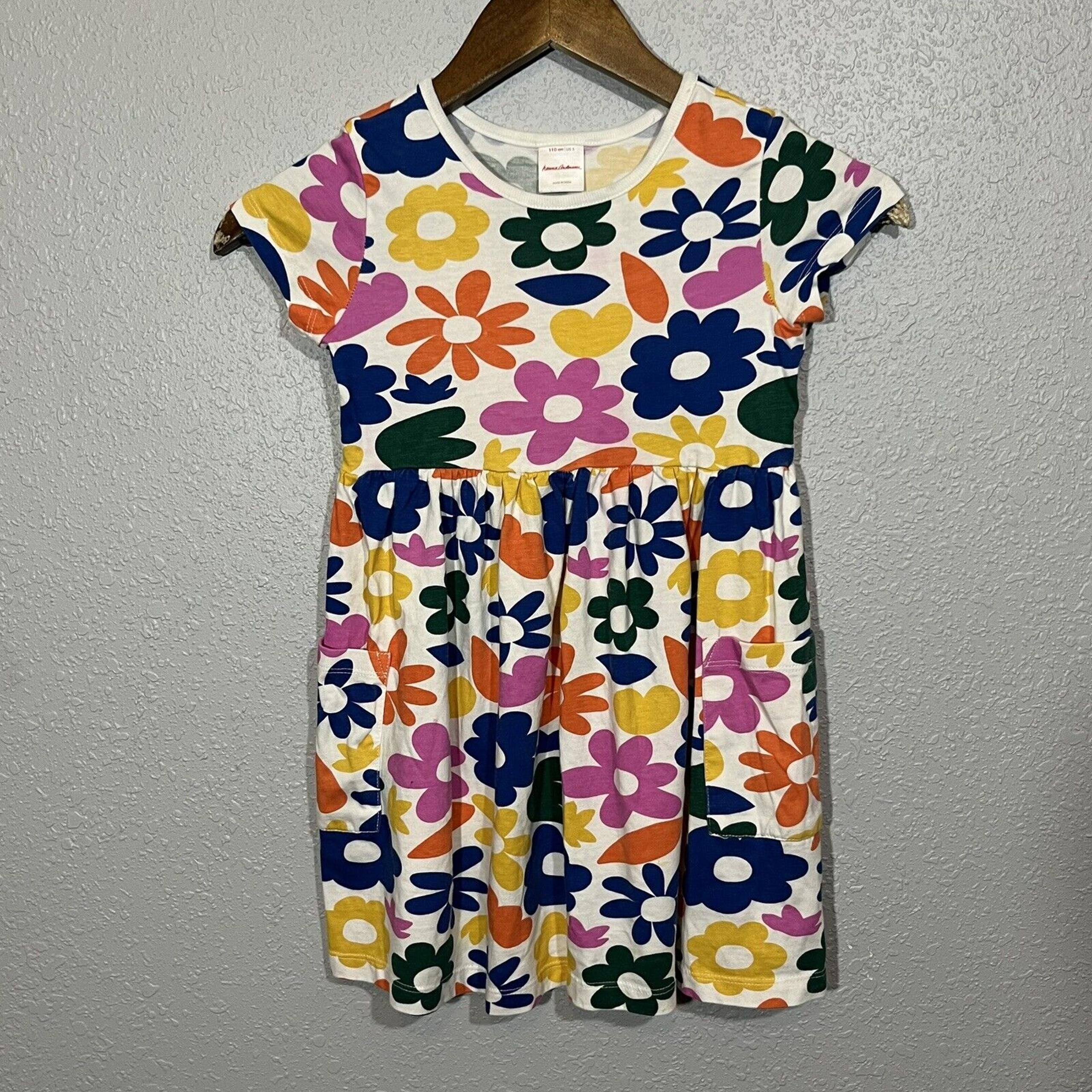 Hanna Anderson Girls Multi Daisy Skater Dress Multicolor Size 5