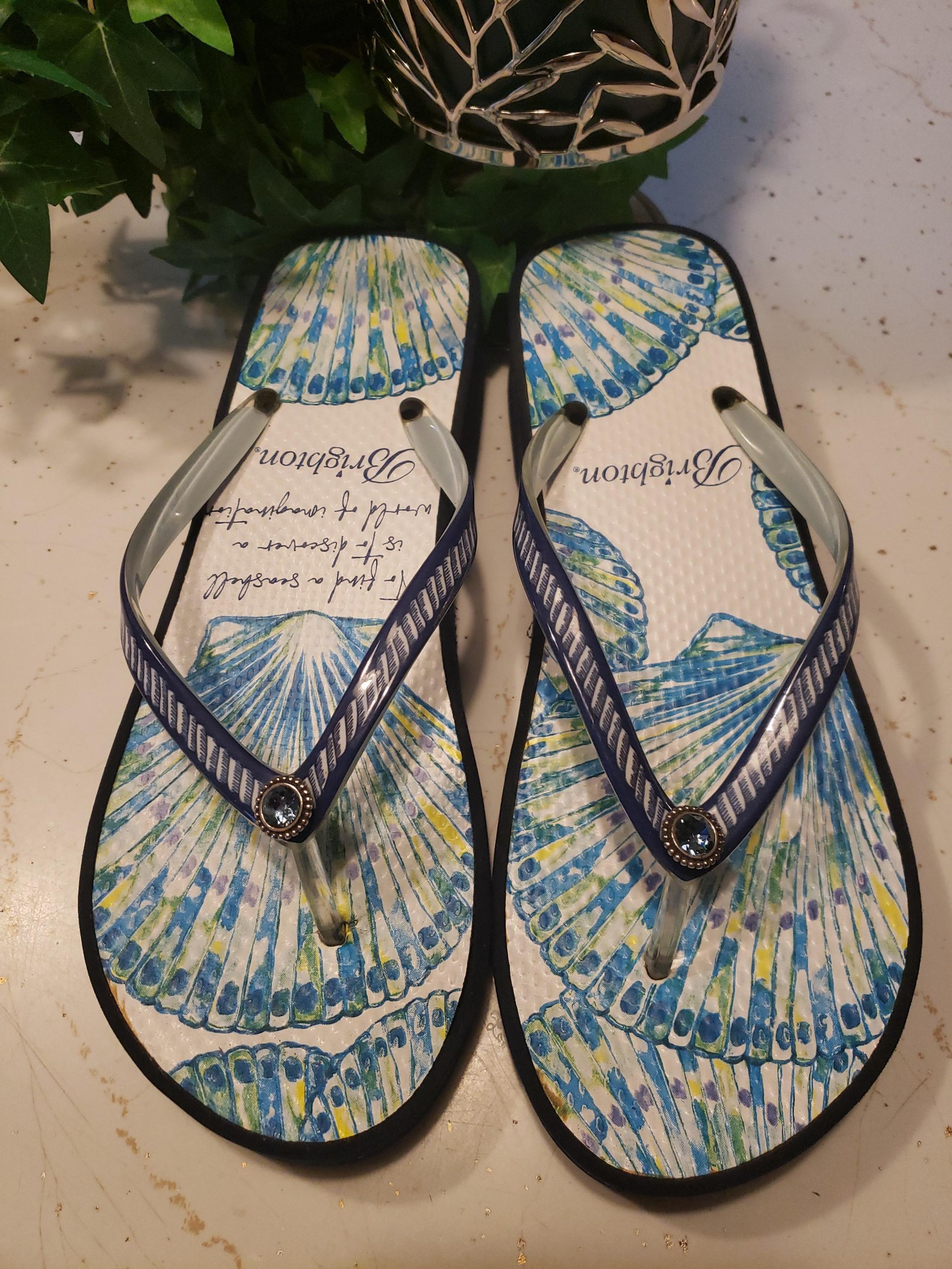 Brighton Flip Flops Blue Multi Surf Beach Summer Women’s Size 7
