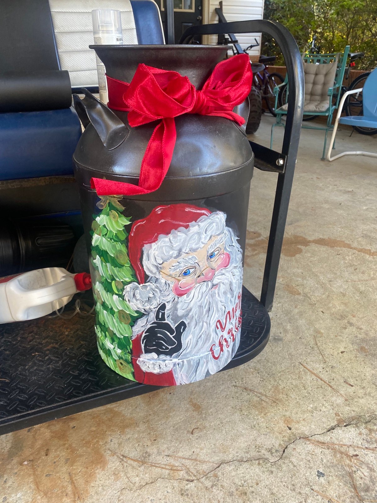 Vintage Santa large milk can