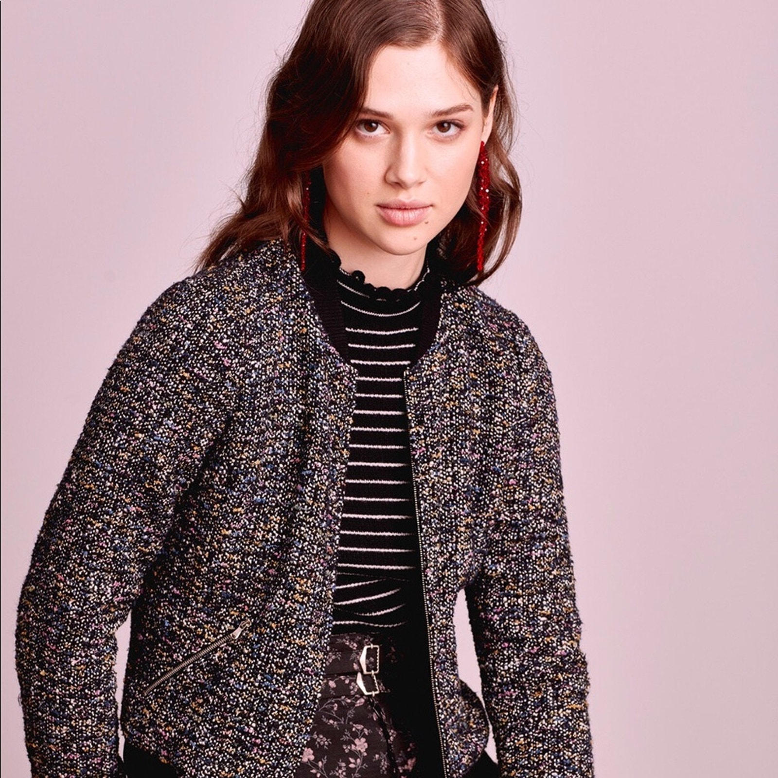 Rebecca Taylor Multi-Tweed Bomber Jacket