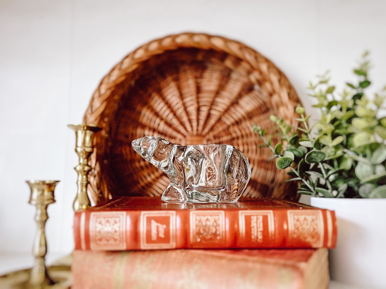 Vintage Crystal Polar Bear Votive Animal Tea Light Candle Holder Figurine