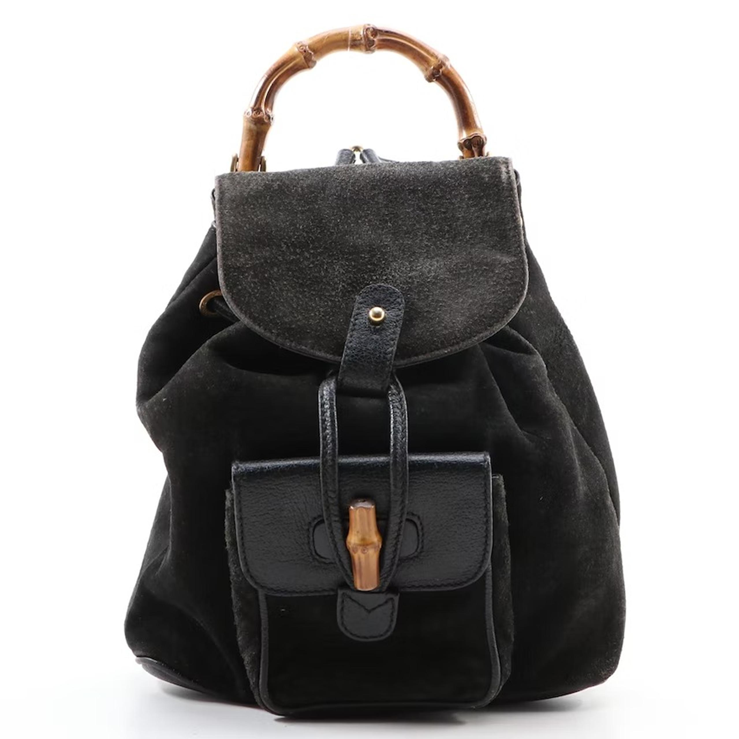 Gucci Mini Black Bamboo Drawstring