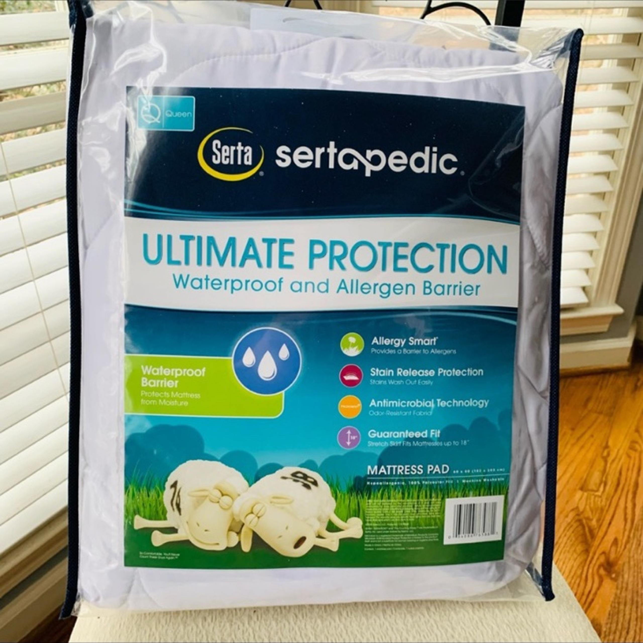 Sertapedic Ultimate Protection Waterproof Mattress Pad Allergen Barrier - Queen.