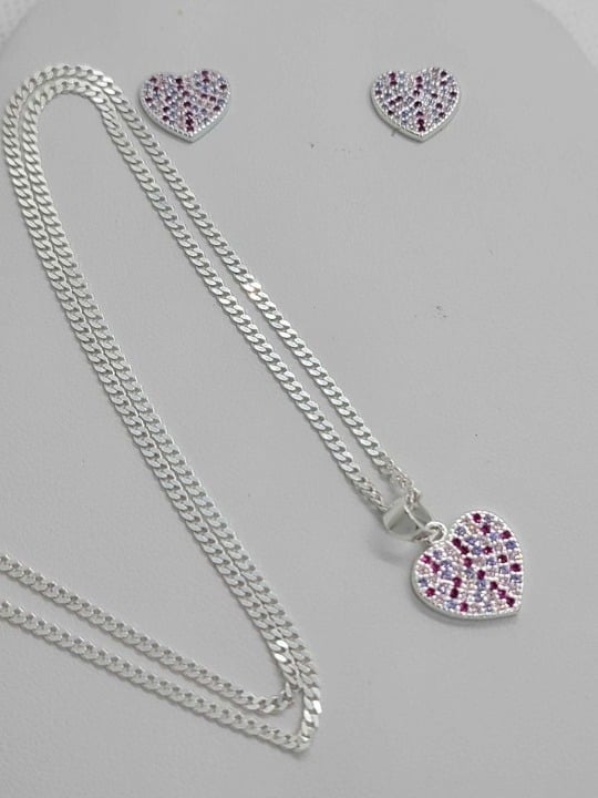 Pink HEART Earrings and Necklace set