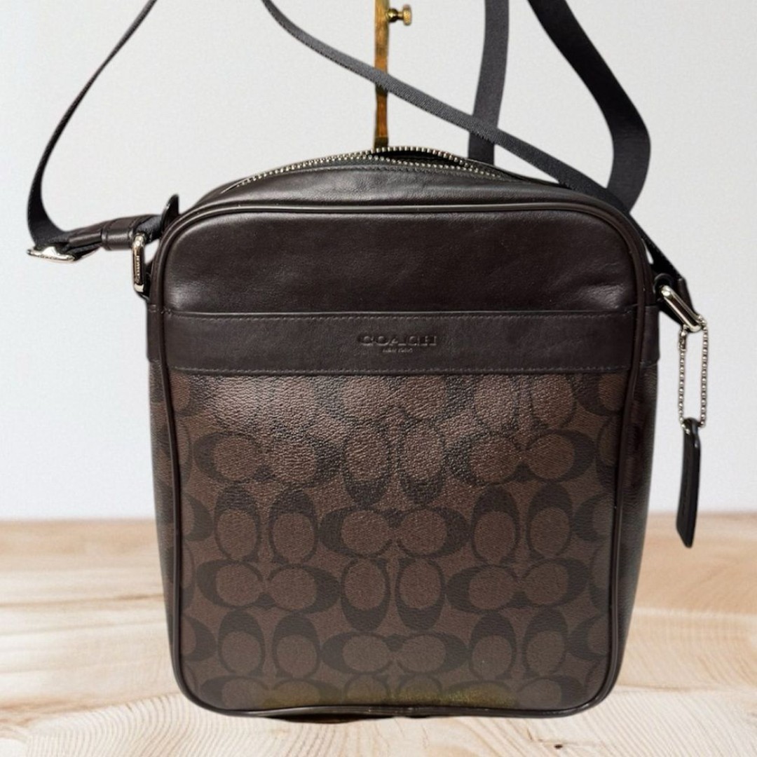Coach Charles Flight Messenger Crossbody Bag Mahogany Dark Brown/Black Unisex