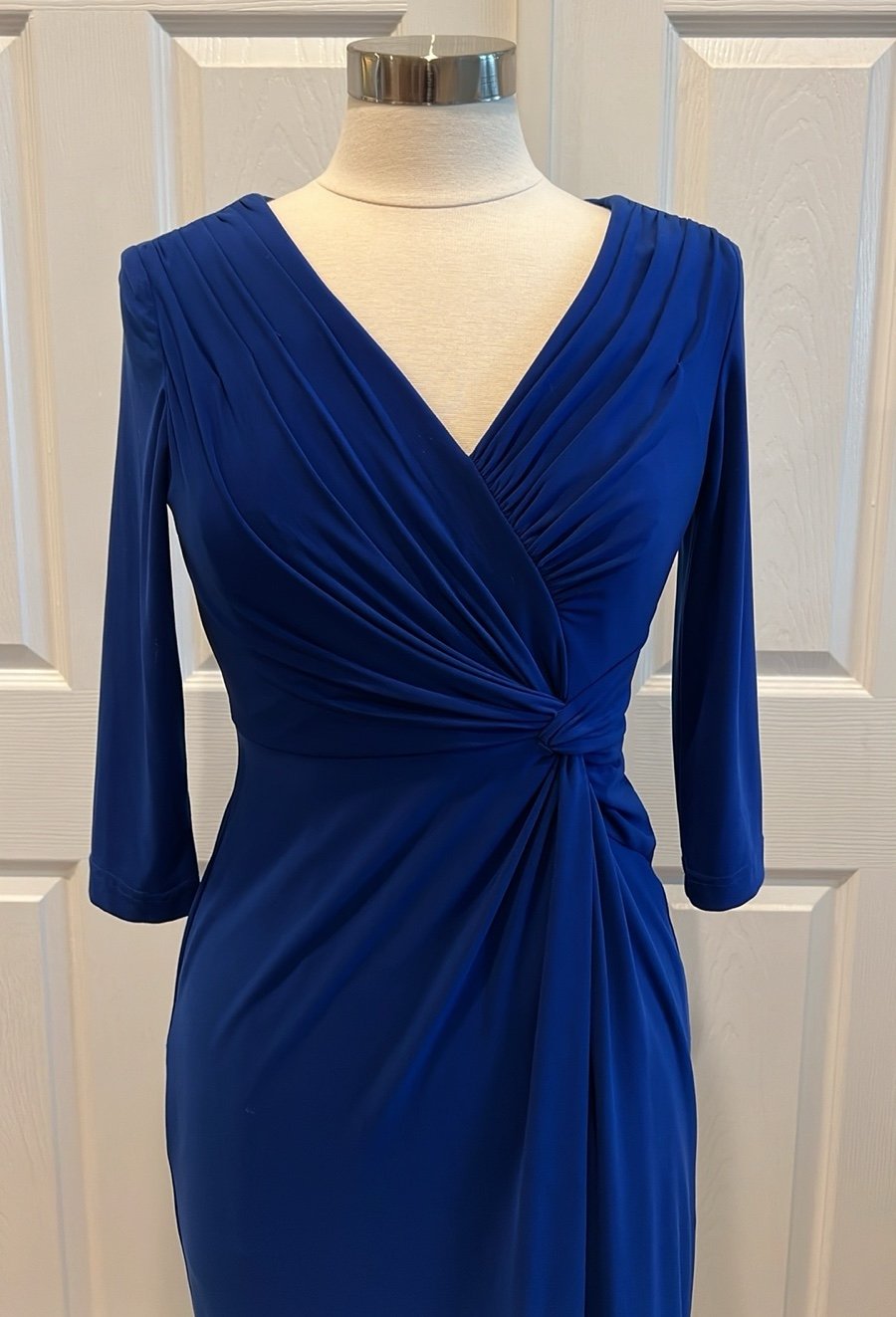 ADRIANNA PAPELL Royal Blue Twist Side Gathered Dress