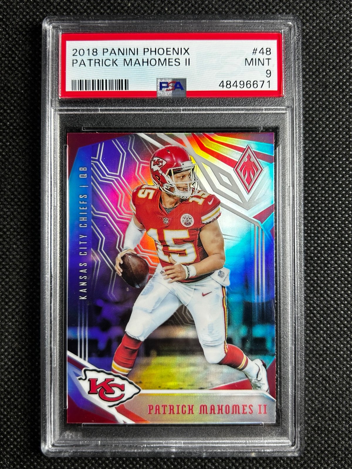 2018 Panini Phoenix Refractor Patrick Mahomes ll #48 Second Year PSA 9 Mint MVP