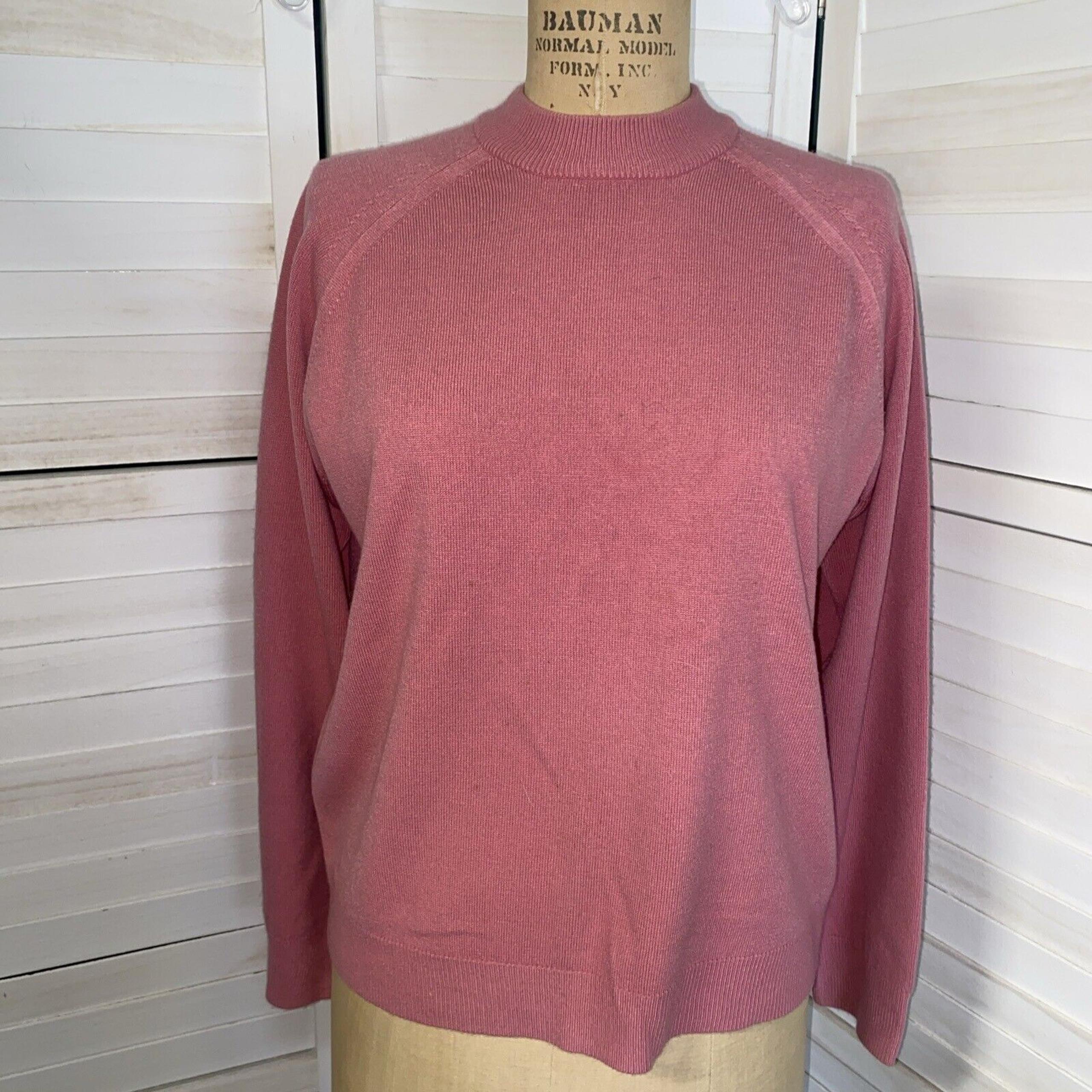 Vintage 80s/90s Women’s Mauve Pink Sweater Long Sleeve 1/4 Zip Size Large