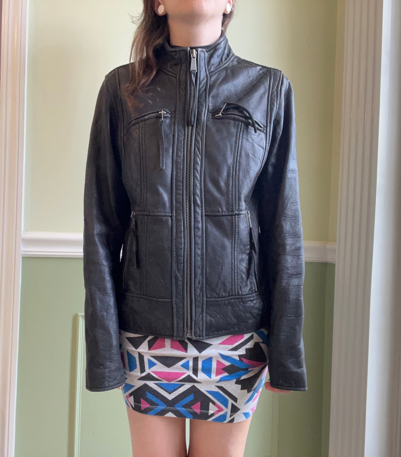 michael kors leather bomber