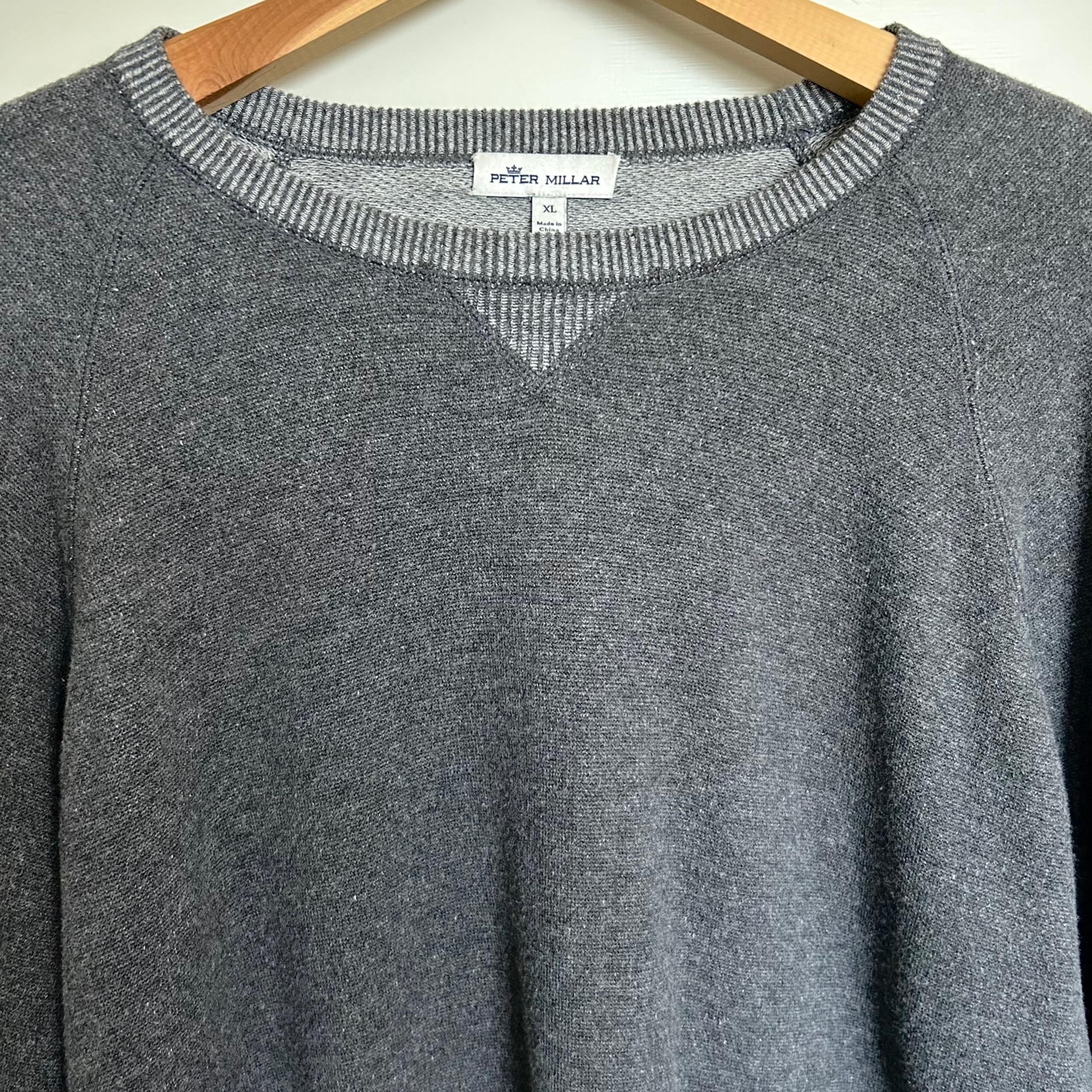 Peter Millar Sweater Men’s XL Pullover  Blue Gray Wool Blend Crew Neck