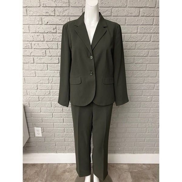 JM Collection Women Green Career Pant Suit Size 12P