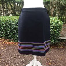 Brooks Brothers navy embroidered a line skirt