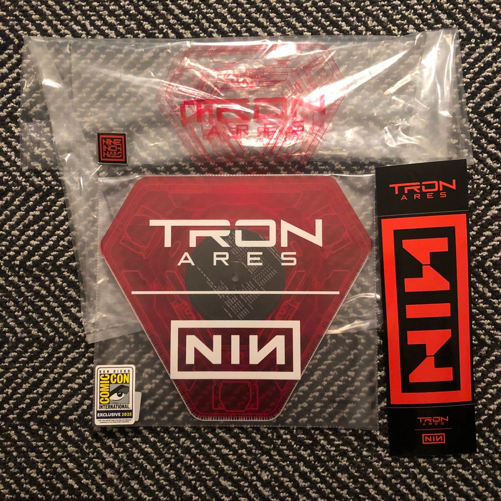 TRON ARES Nine Inch Nails 7" Vinyl SDCC 2025 Sticker Pin Bag NIN exclusive