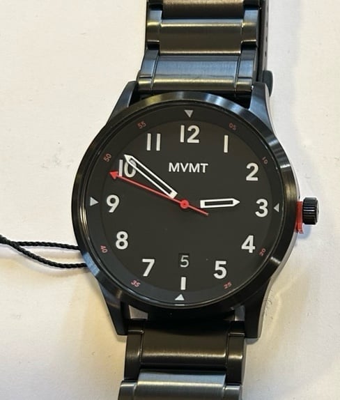 MVMT Watch With 41mm Black Face & Black Bracelet