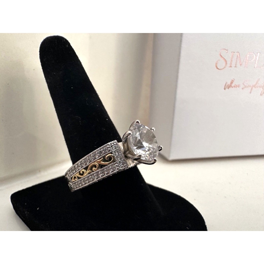 Vanna K Bella Luce Engagement Ring 4.64ctw Round CZ Sterling SZ 8