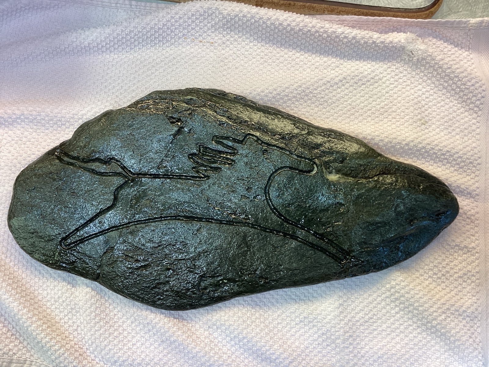 Native American Inspired Totem Running Horse Carved Rock
