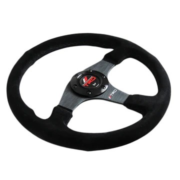 NEW UNIVERSAL 14 TRD Style Racing Black Stitching Suede Sport Steering Wheel