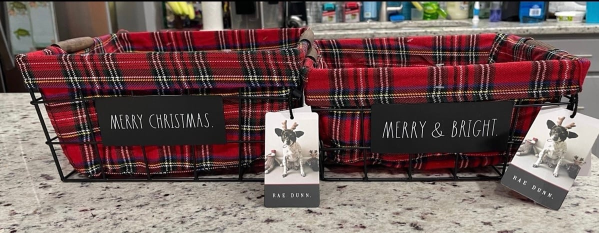2 Rae Dunn Christmas Baskets NWT