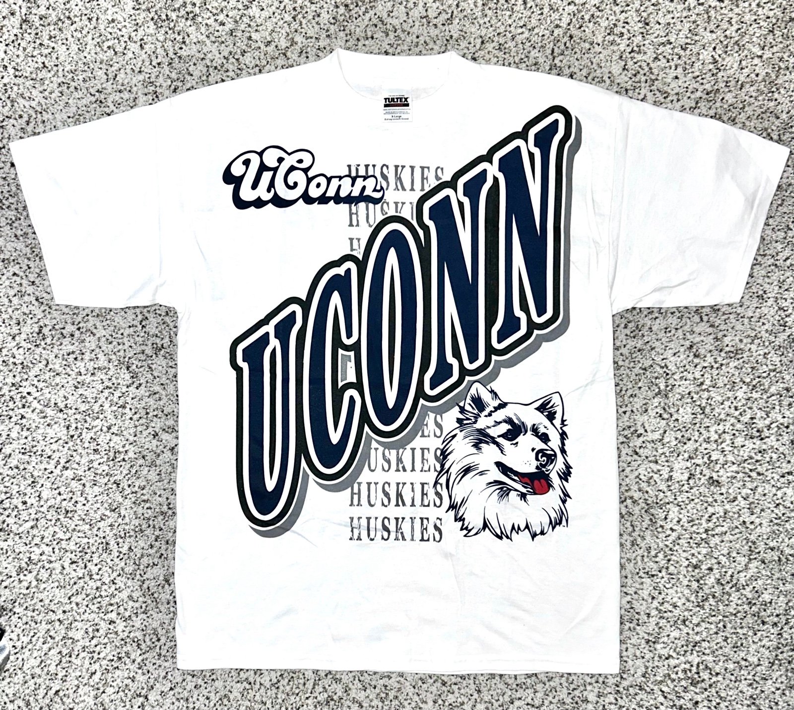 Vintage 90s UConn Huskies All Over Print Shirt Men’s Size XL