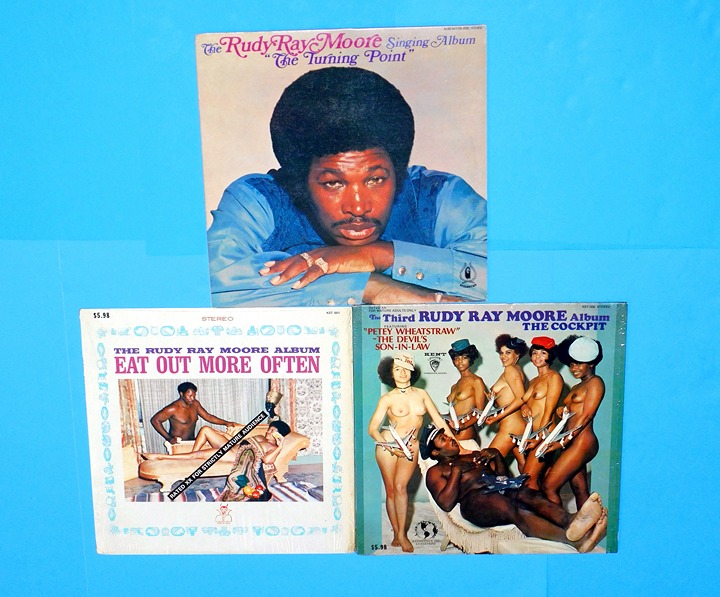 RUDY RAY MOORE -EAT OUT MORE OFTEN+ THE COCKPIT+ SINGING ALBUM---ALL VERY NICE!!