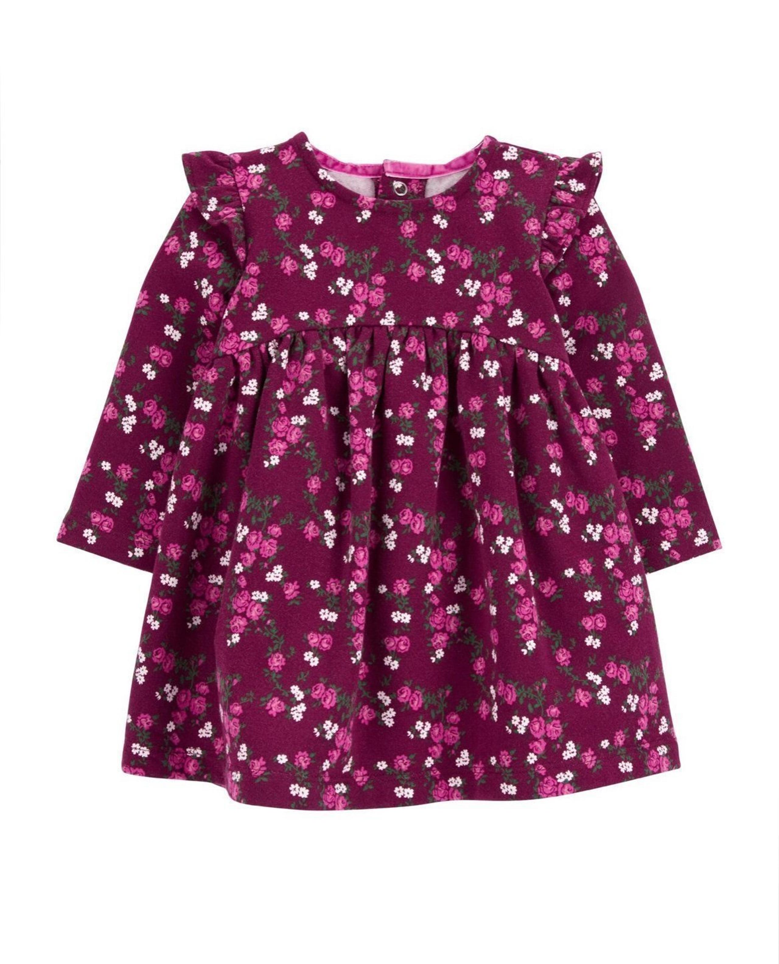 Carter's Baby Girl Infant Floral Fleece Long Sleeve Dress Size 6 months