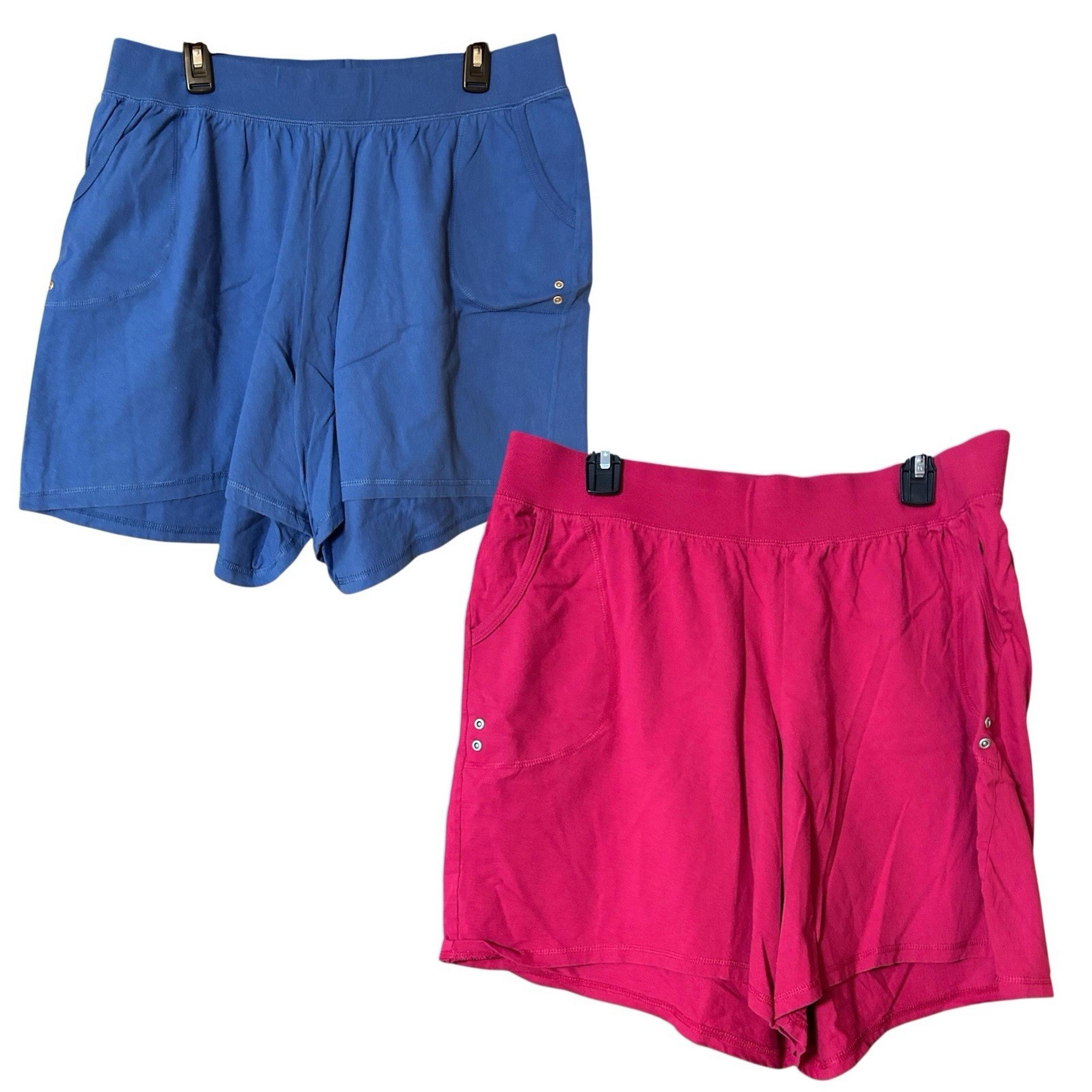 90s JMS Just My Size 100% Cotton Athletic Shorts Pockets Plus Size 2x Set Of 2