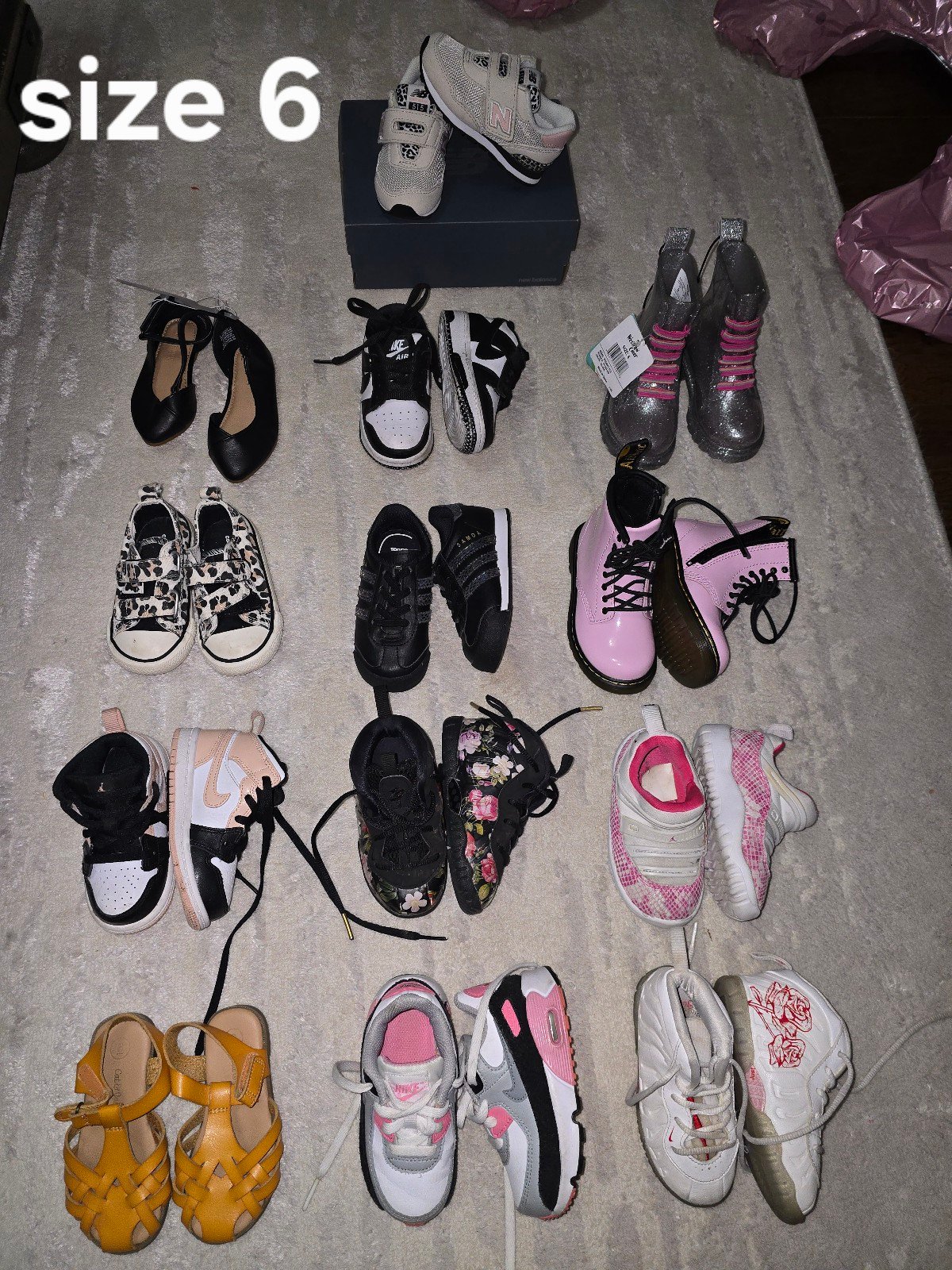 13 pairs girls shoes size 6c
