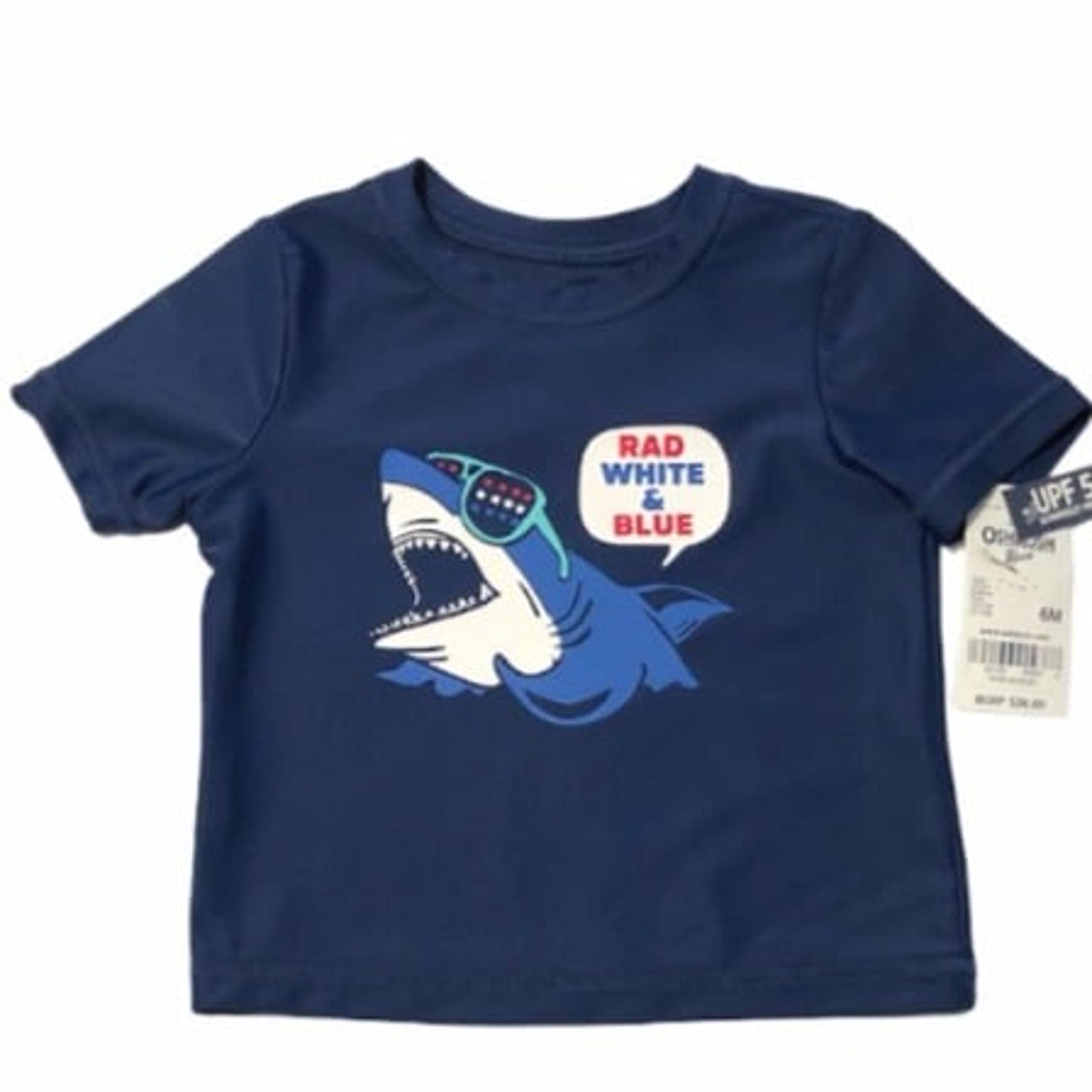 OshKosh Boys Swimwear Rash Guards “ Rad White and Blue” Sz 6 M