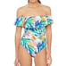 La Blanca Wild Tropic Off Shoulder Ruffle One Piece Swimsuit size 12 new!!
