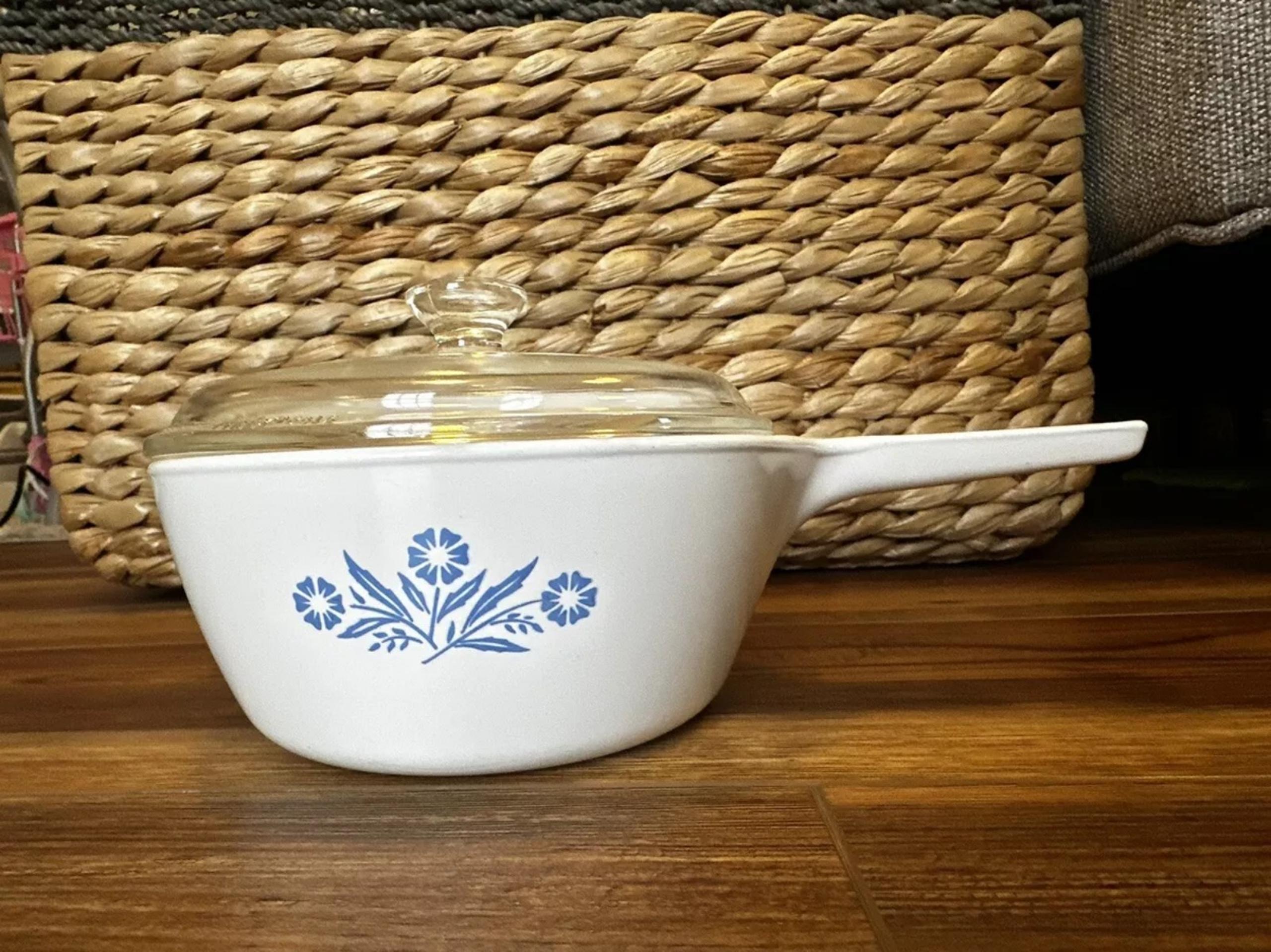 Corning Ware 1980's Vintage Blue Cornflower 1 Pint and 750ml Saucepan and Lid