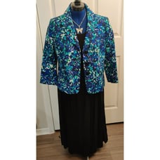 Croft & Barrow Large black stretch dress and Le Suit 12P flower 3 button jacket