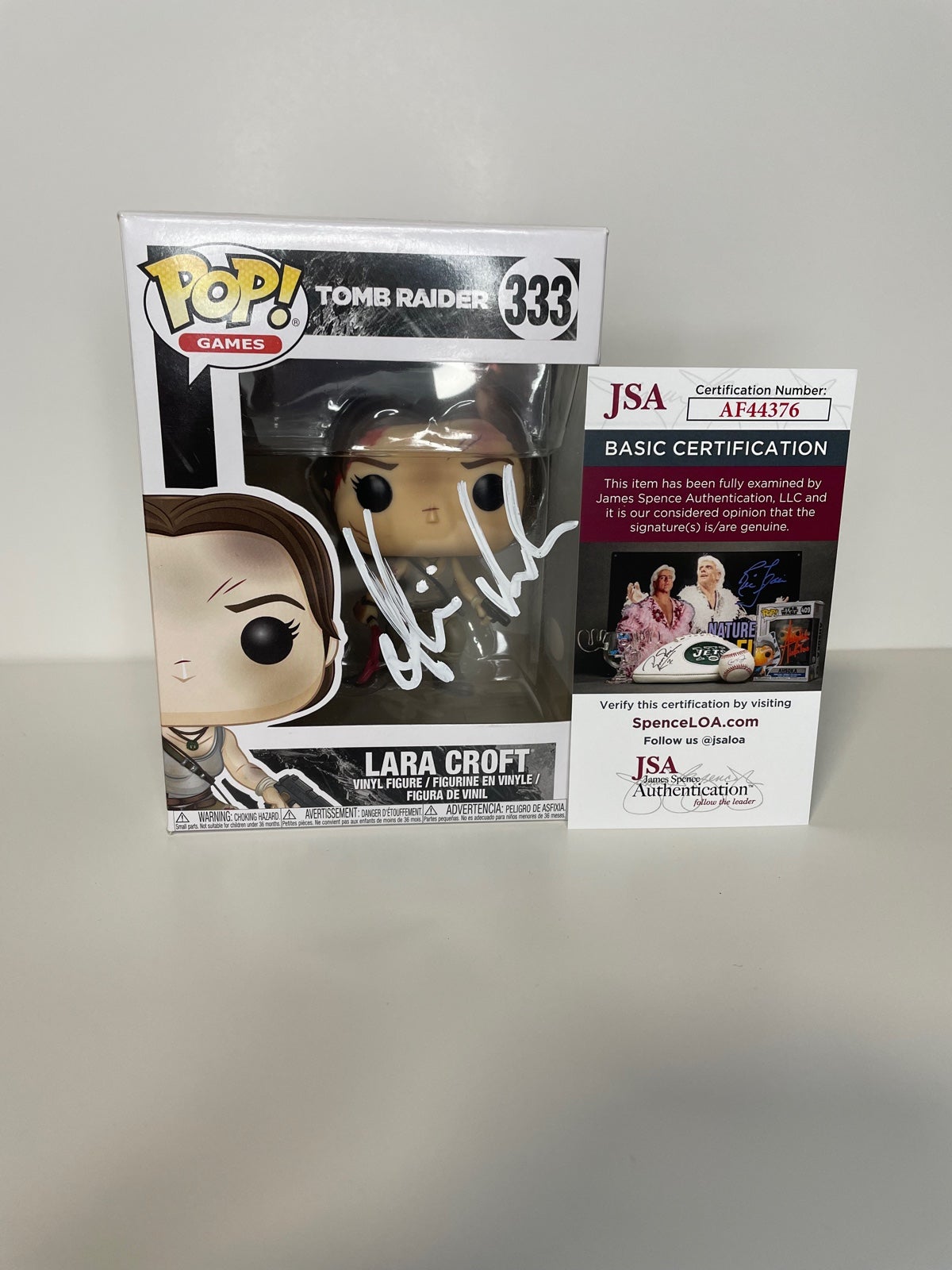 ALICIA VIKANDER SIGNED LARA CROFT FUNKO POP + JSA COA
