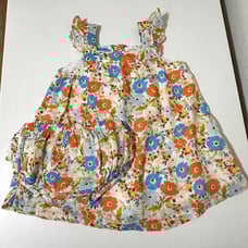 Angel Dear Poppy Mix Sundress Bloomers Set Organic Muslin Girls 12-18 Months NWT