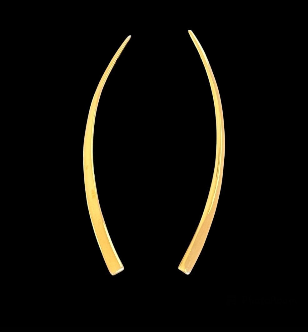 Vintage 14k gold plated long curved earrings