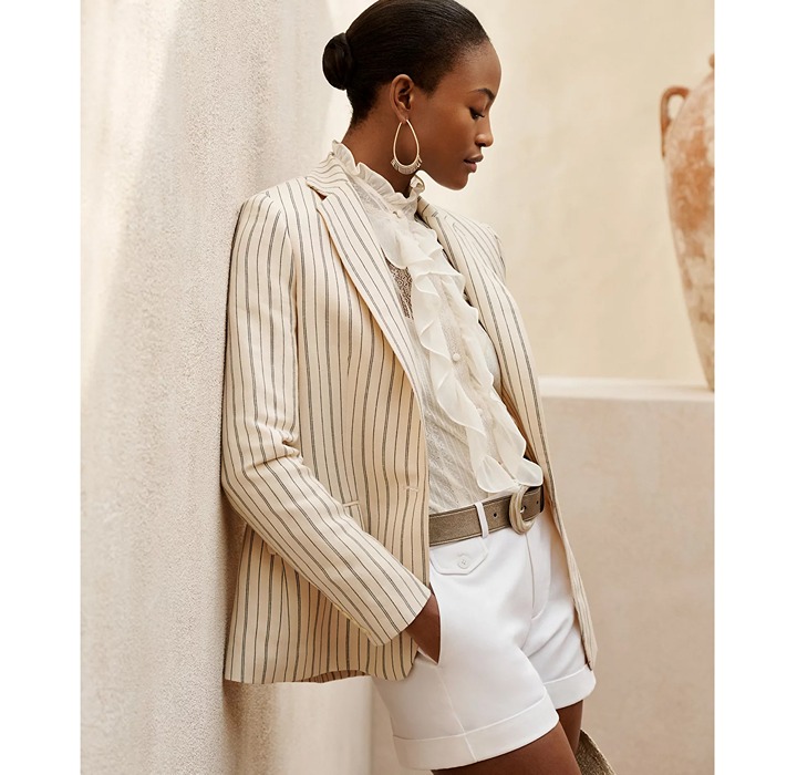 Lauren Ralph Lauren Striped Linen-Blend Blazer