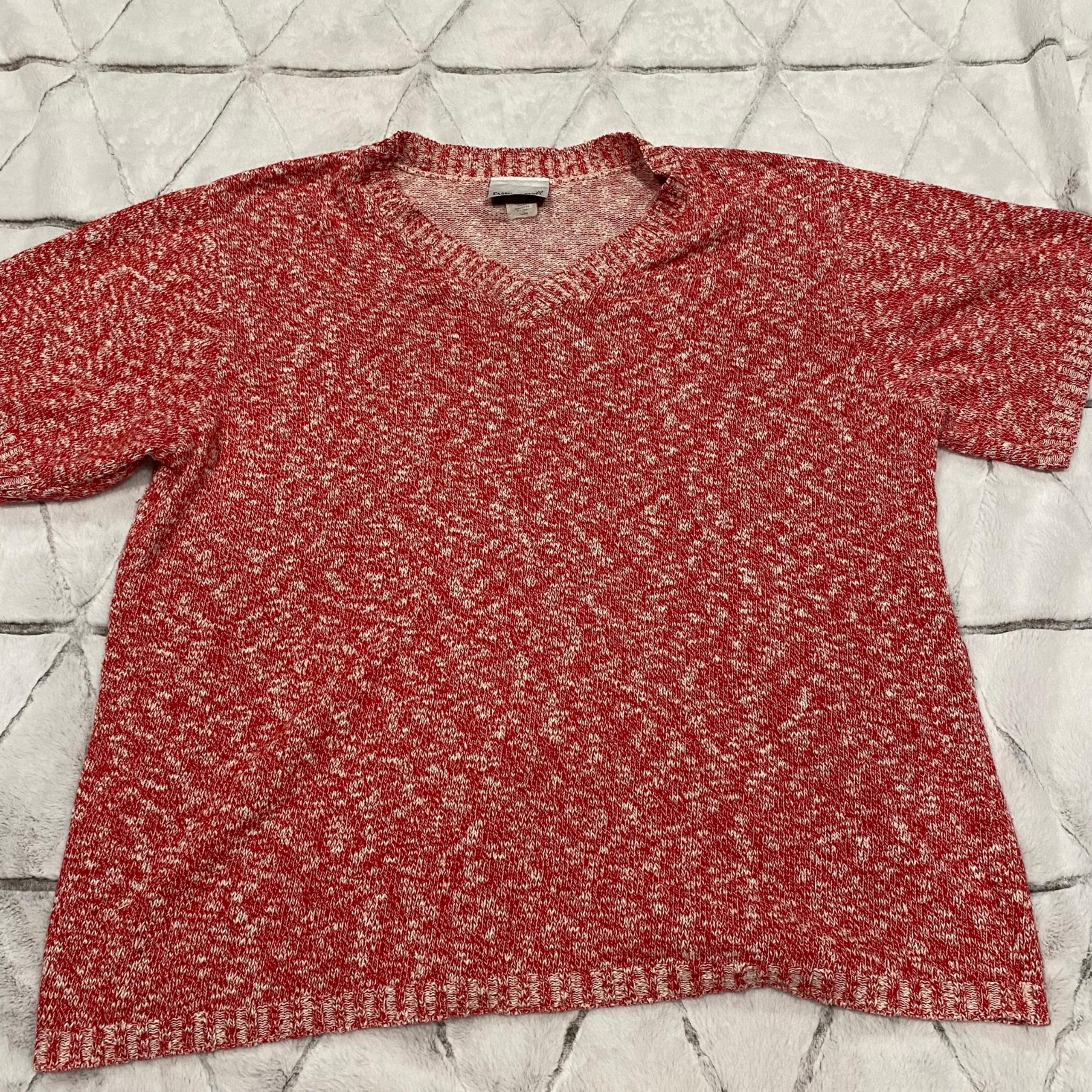 Fashion Bug Vintage Short Sleeve Knit Red White Large To Extra Large Womens