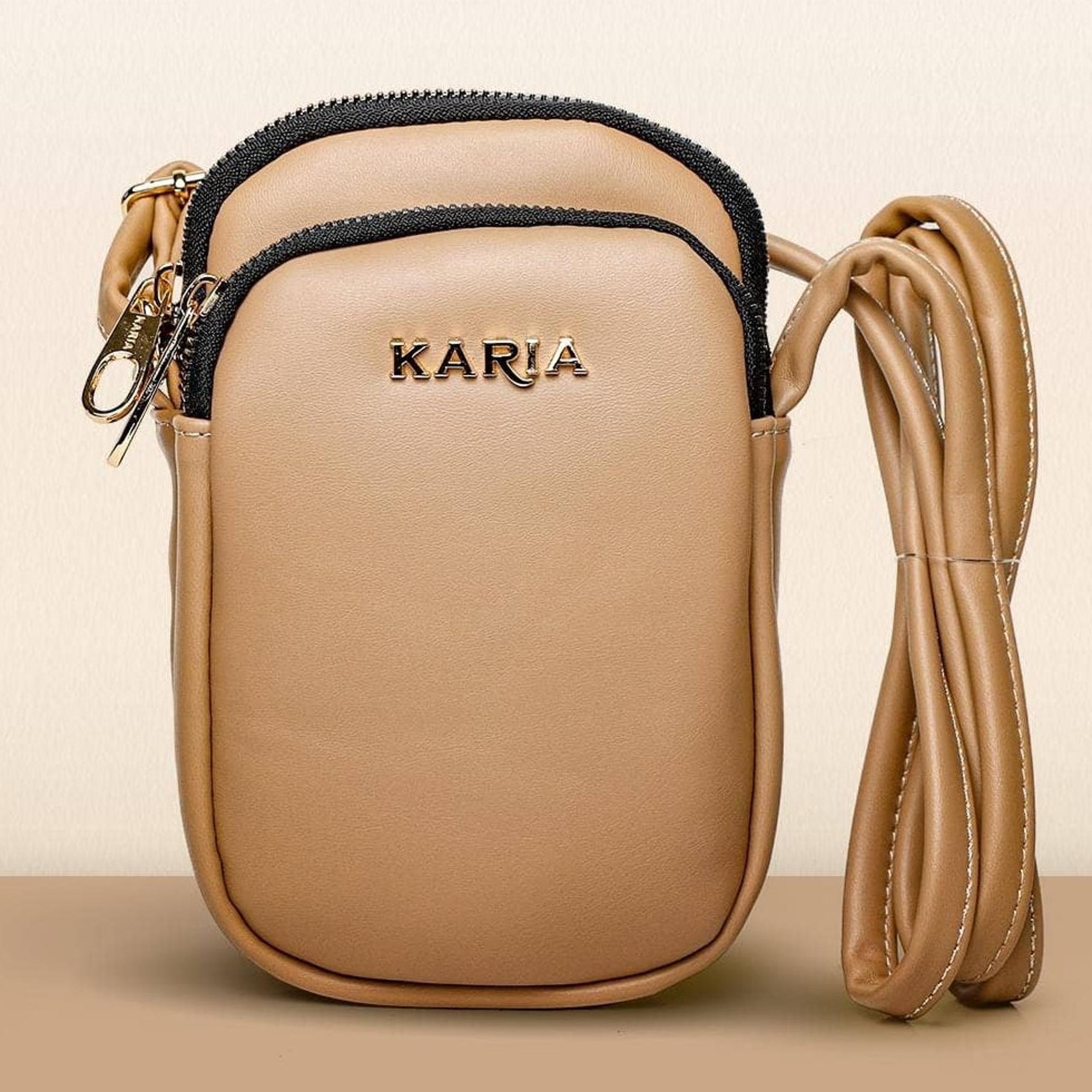 KARIA Women's Cellphone Crossbody Bag Sand Brand New and High Quality Great Gift