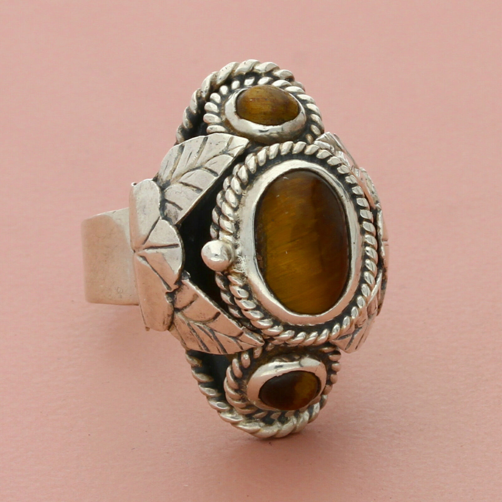 ⚡️clearance⚡️ taxco mexico sterling silver tigers eye poison (opens) ring 7.5