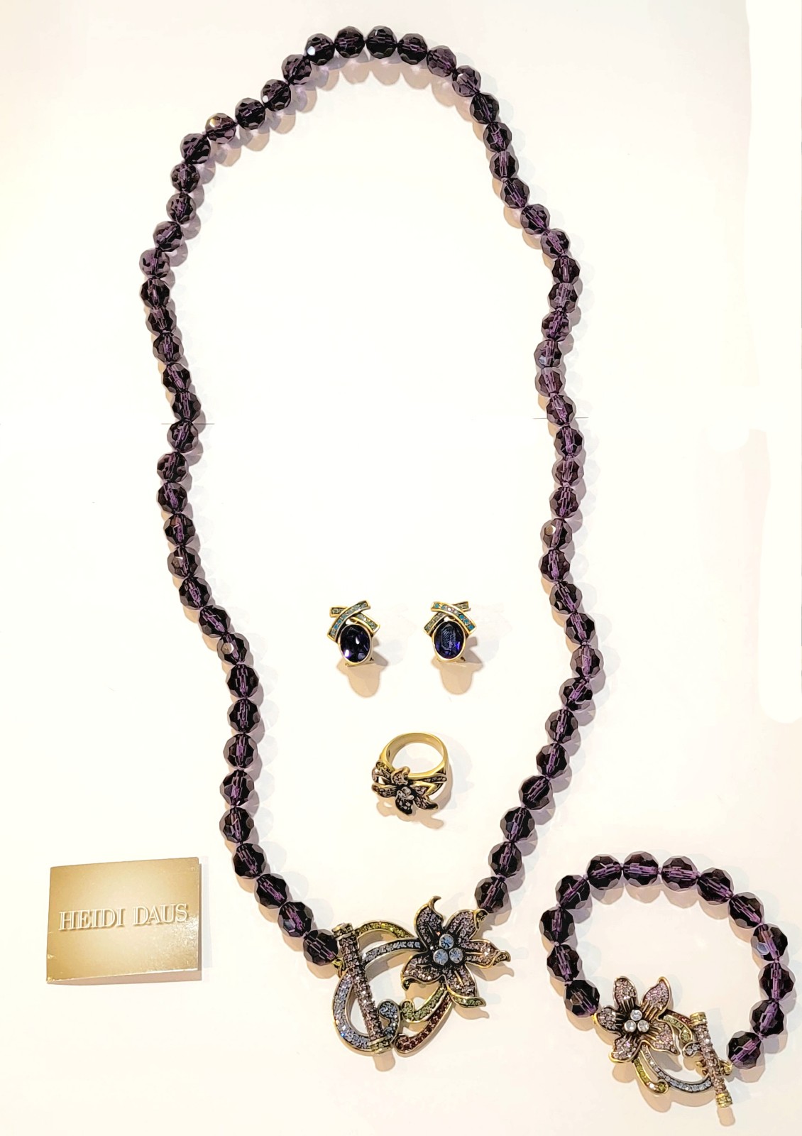 Heidi Daus Perennial Favorite Necklace Complete Set. Amethyst Swarovski Cut
