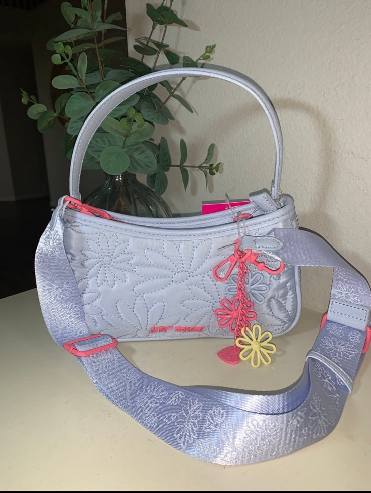 Betsey Johnson Blue & Pink XOLINN Satchel Crossbody Handbag w/ Charms