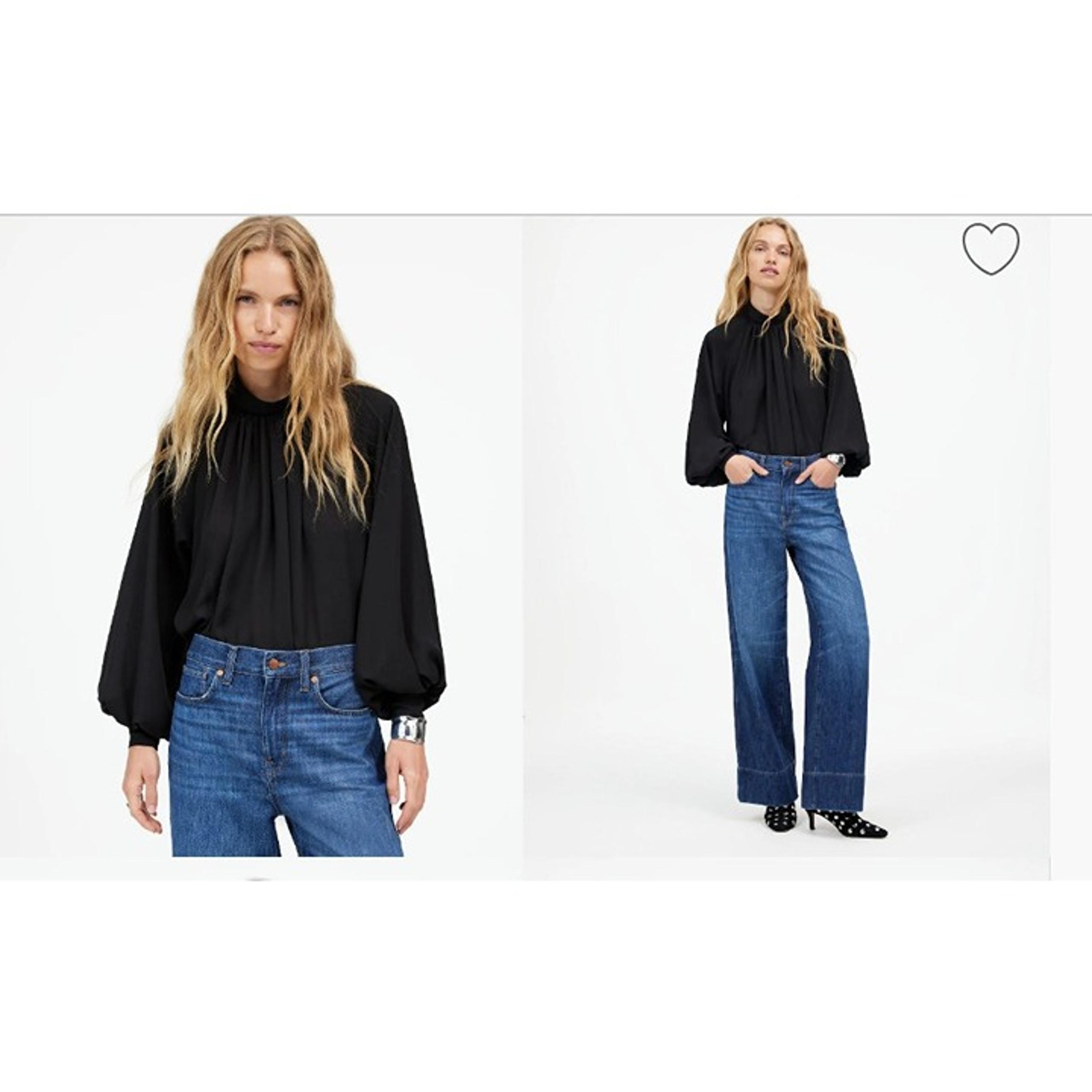 Madewell $128 Turtleneck Long-Sleeve Top in Chiffon Black Size XXS NT228
