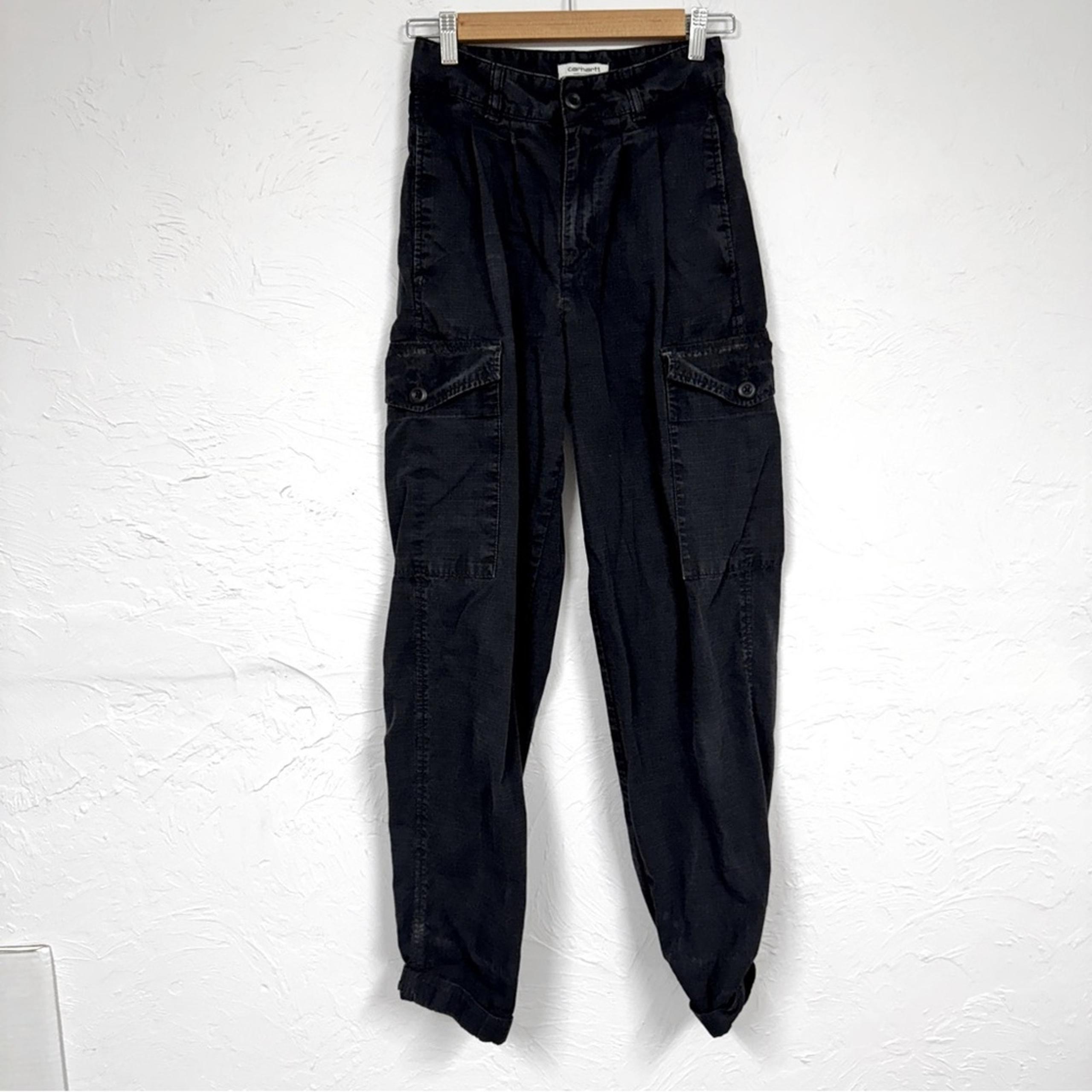Carhartt Black Cargo Relaxed Fit Jogger Pants Womens 24 Collin Style Casual