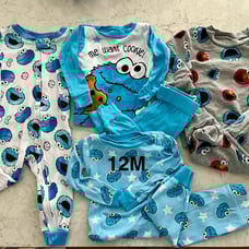 Sesame Street Cookie Monster Pajamas/Outfit Baby Boy Bundle, 12M, NWOT