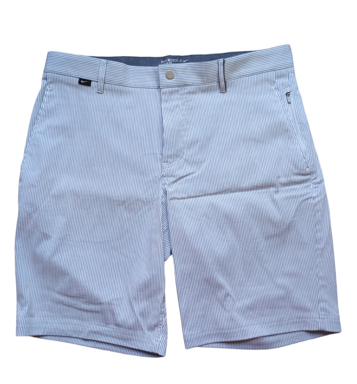 NWOT Nike Golf Shorts Dri-Fit Flat Front Blue Seersucker Men's Size 34 Inseam 9