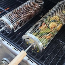 2PCS Rolling Grill Baskets for Outdoor Grill, Bbq Grill Basket Stainless Steel
